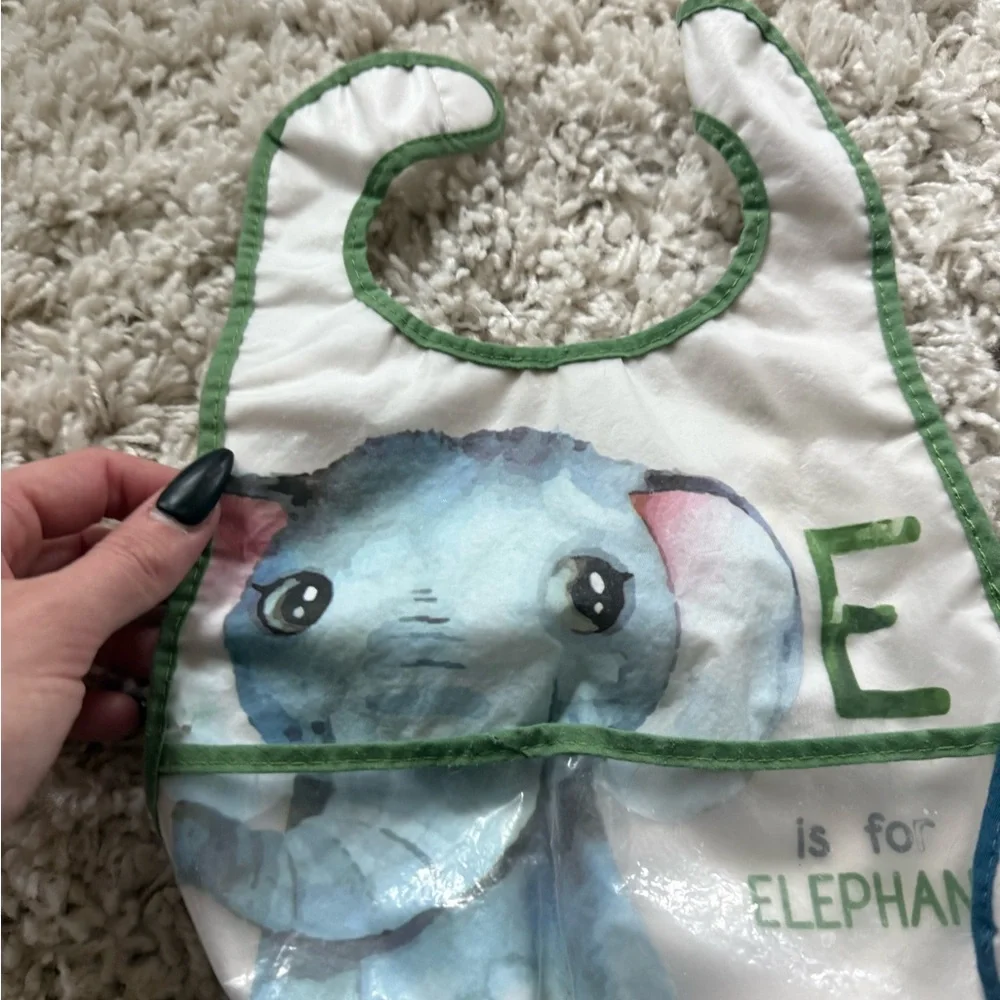Blue and Green Animal Print Bibs with Adjustable Straps